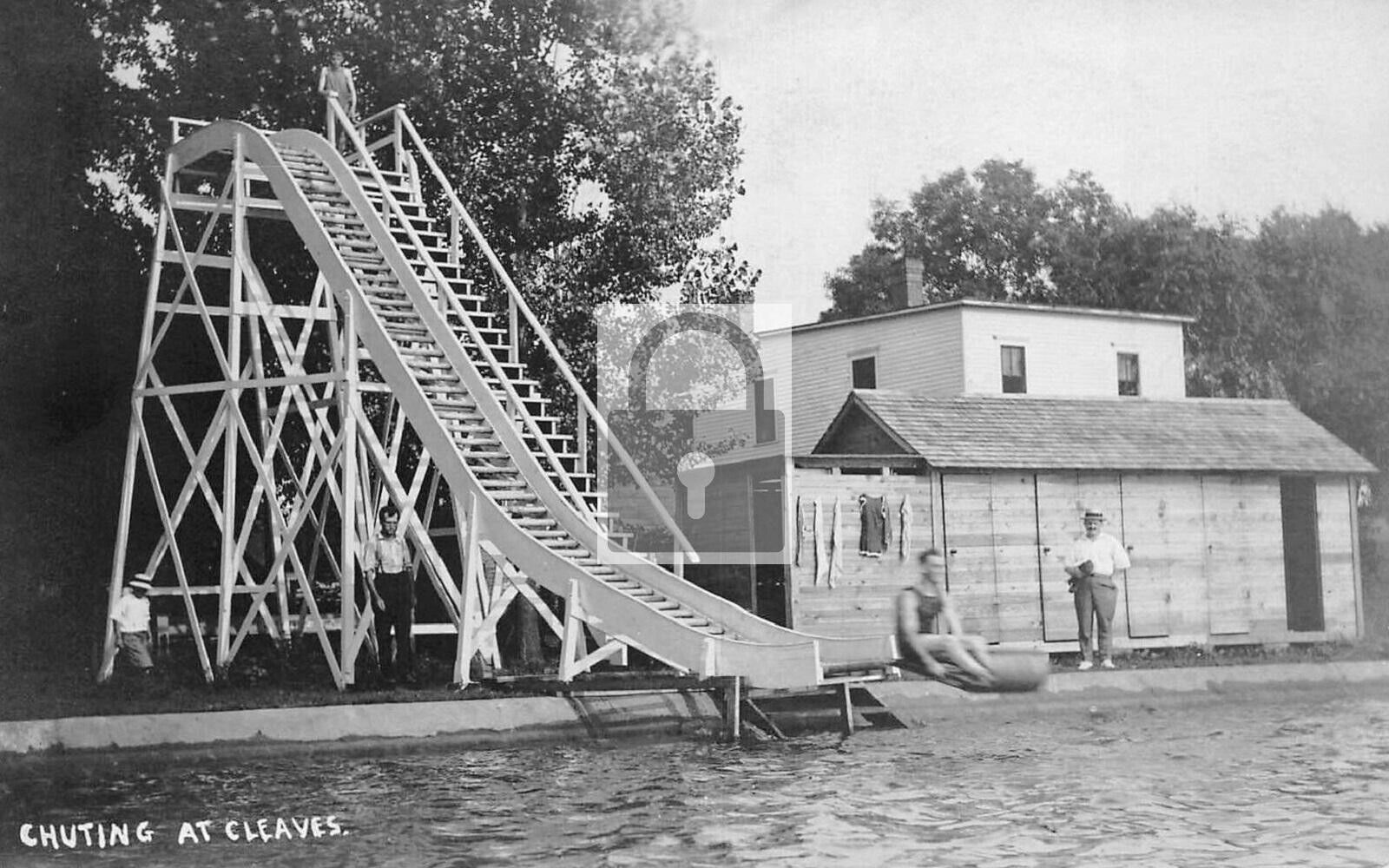 Water Toboggan Chute Slide Bass Lake Knox Indiana IN Reprint Postcard