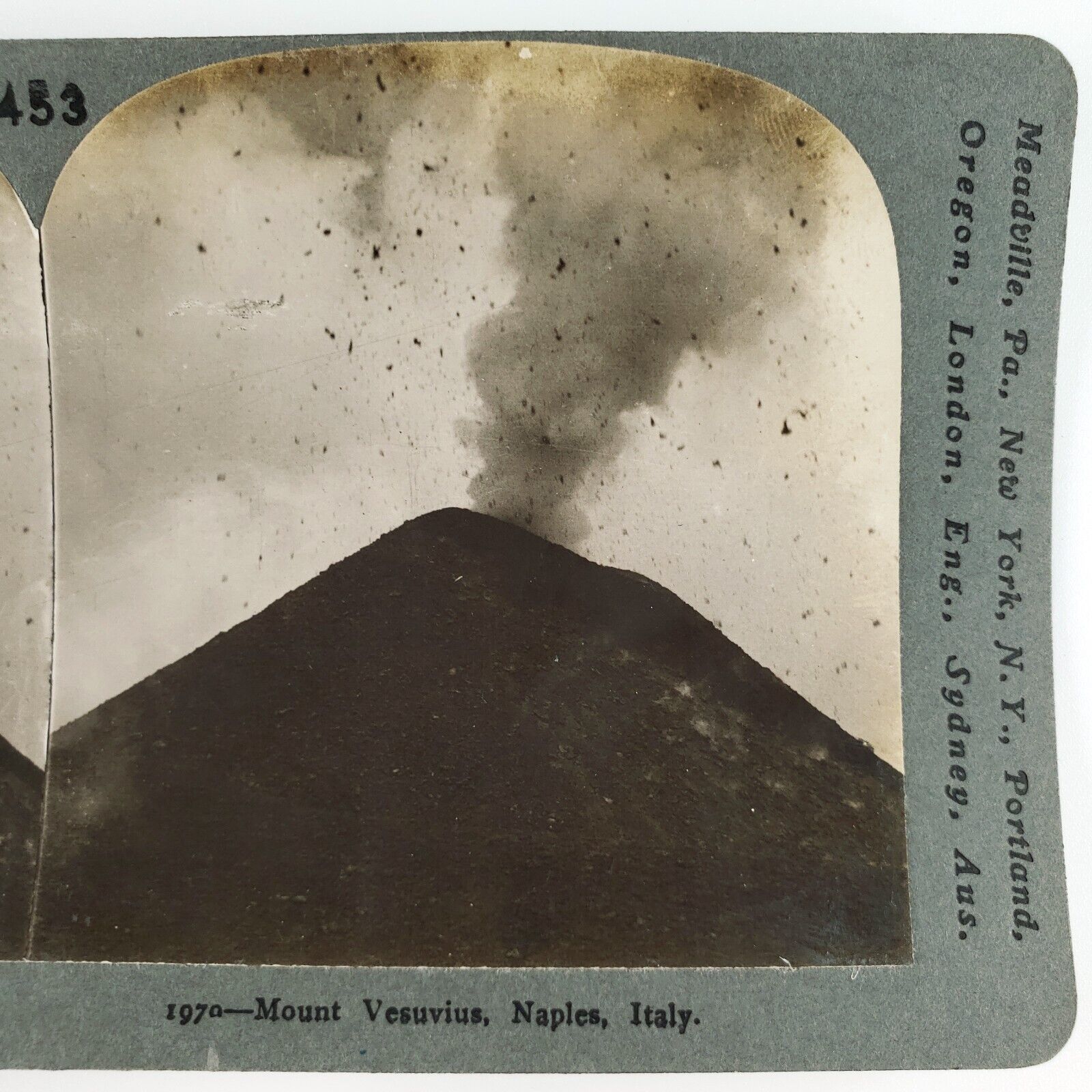 Mount Vesuvius Volcano Eruption Stereoview 1906 Smoke Ash Dust Italy Cone A2742