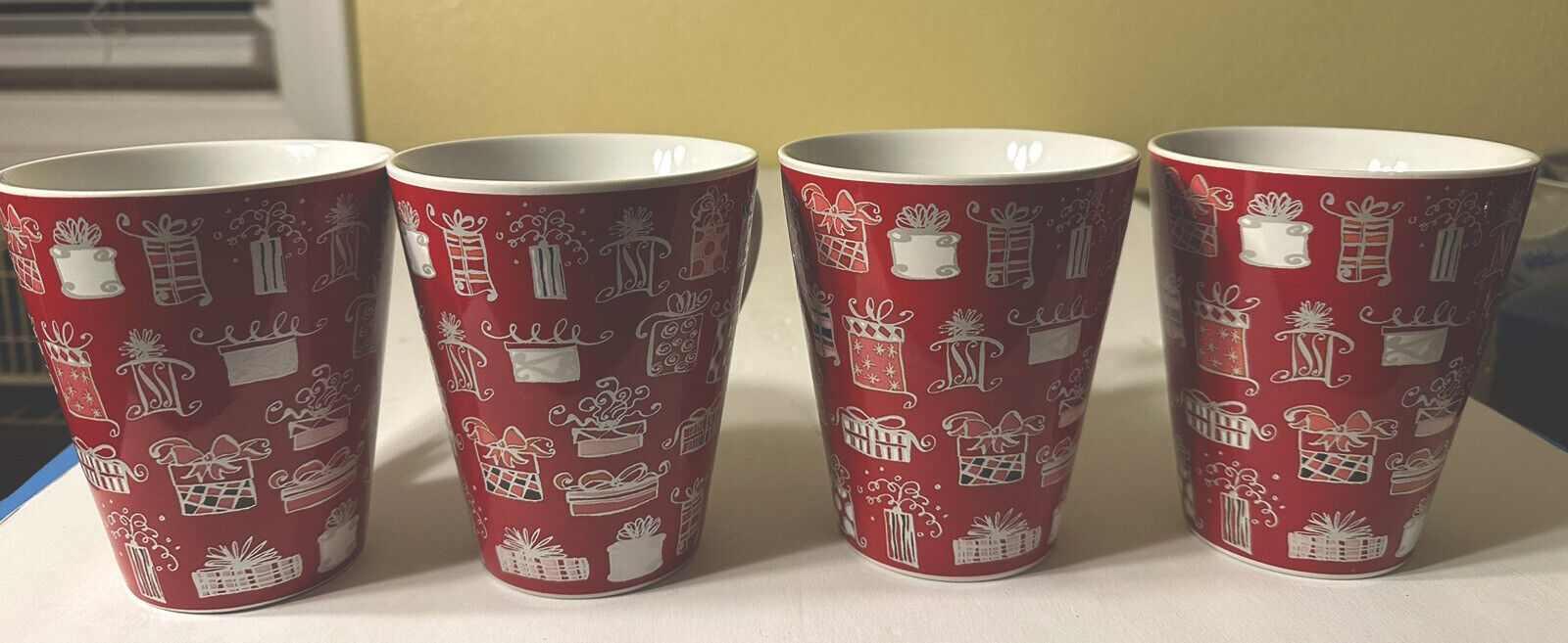 4 Starbucks Christmas Coffee Tea Mug Cup Tall Red Pink Presents Gifts 14 oz.