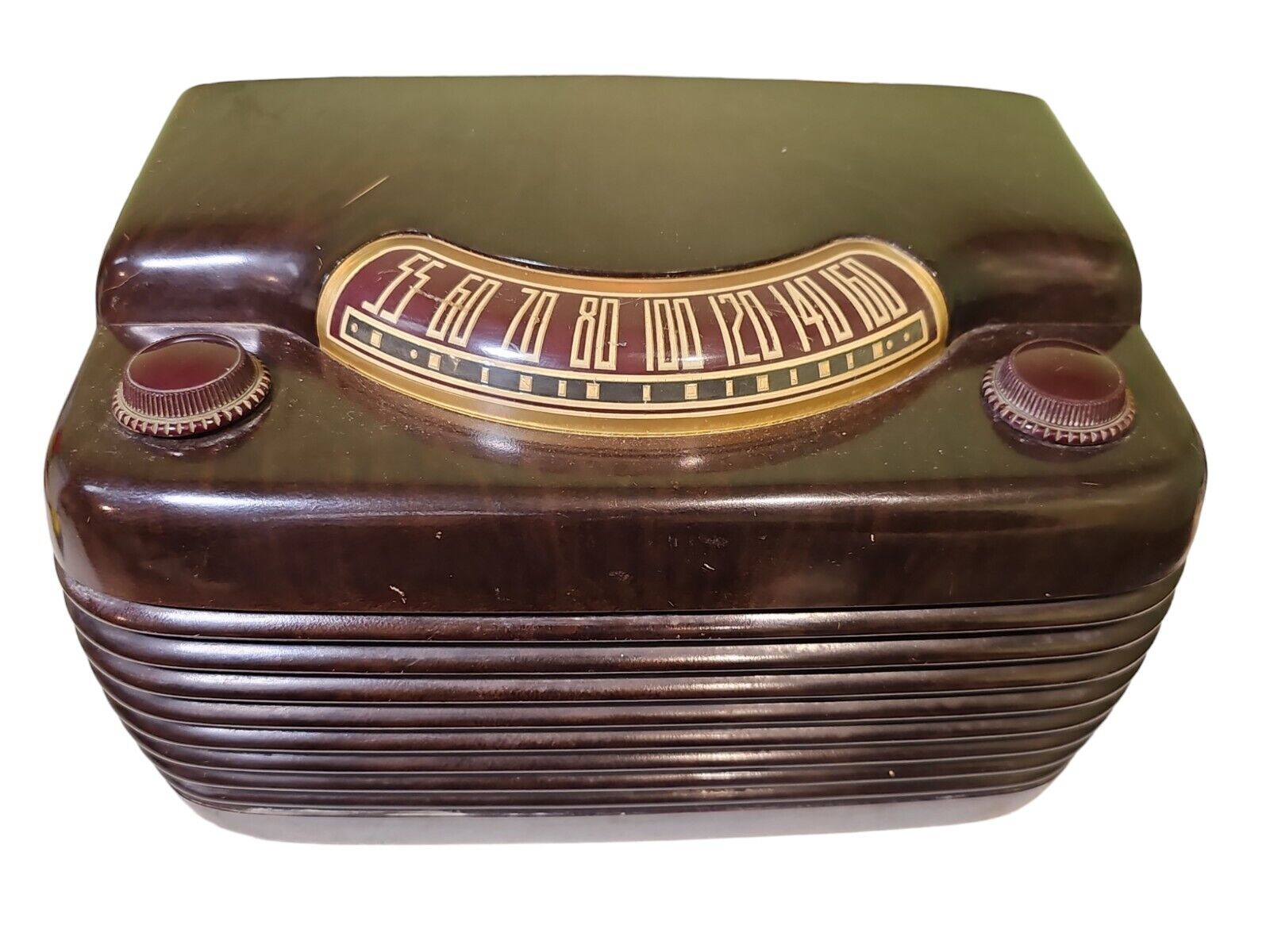 Vintage Brown Bakelite Philco Hippo Tube Radio Art Deco Model 46-420 - Working