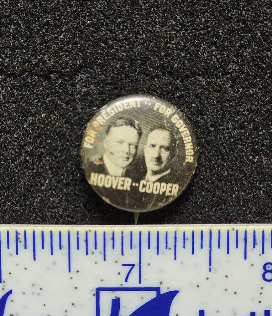 Antique 1928 Hoover/Cooper Election Campaign Pinback Original Good Shape