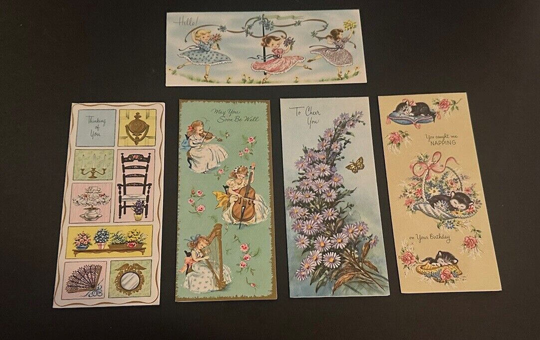 Vintage Set Of 5 Sunshine Greeting Cards  Assorted Cheer Get Well Birthday New