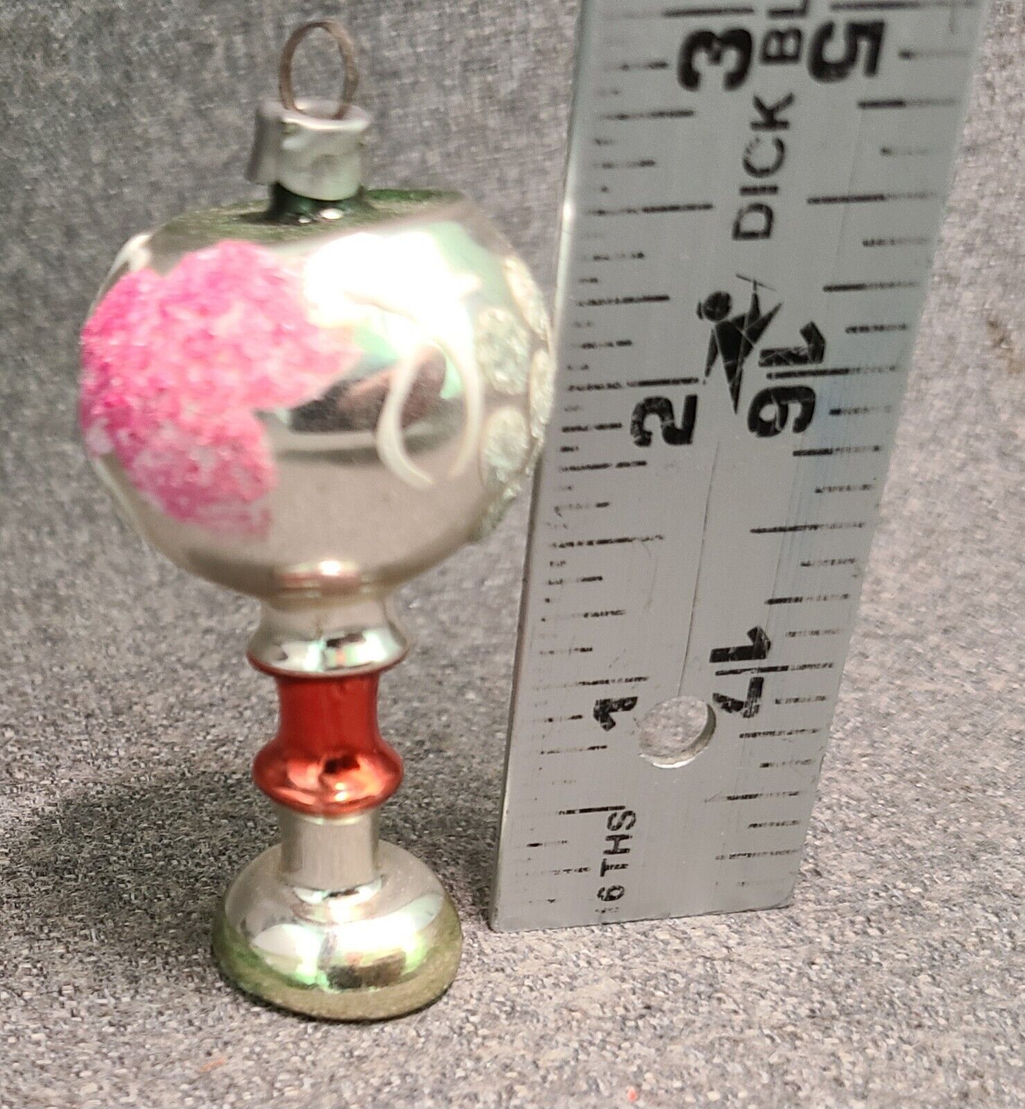 Vintage Mercury Glass Mushroom Floral Lamp w / Glitter Christmas Ornament