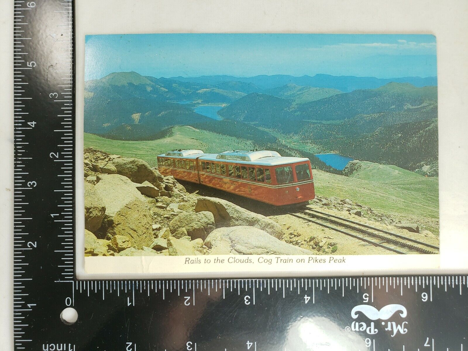 Postcard Rails to the Clouds Cog Train on Pikes Peak