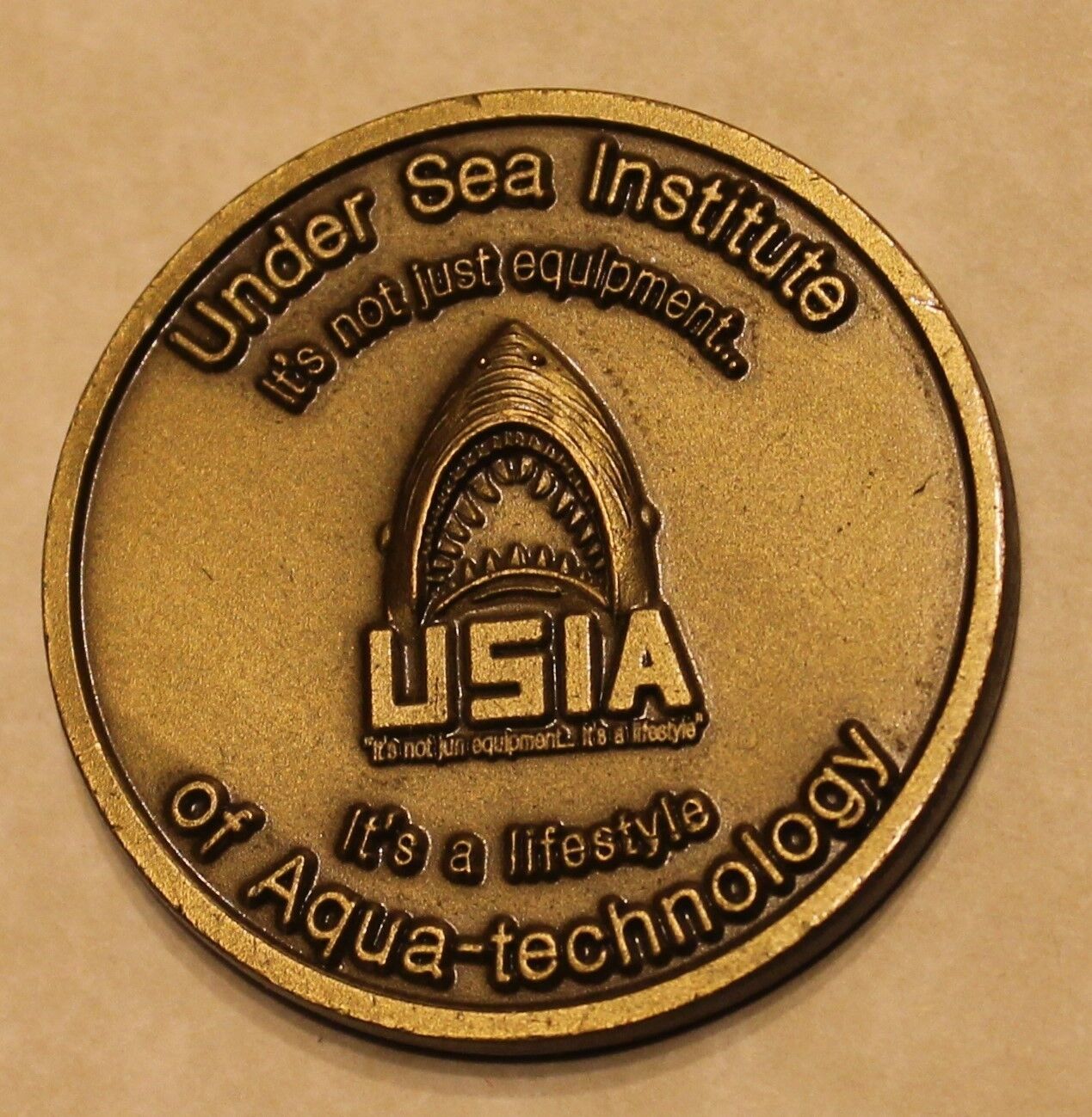 Under Sea Institute of Aqua-Technology USIA Brass Navy Challenge Coin