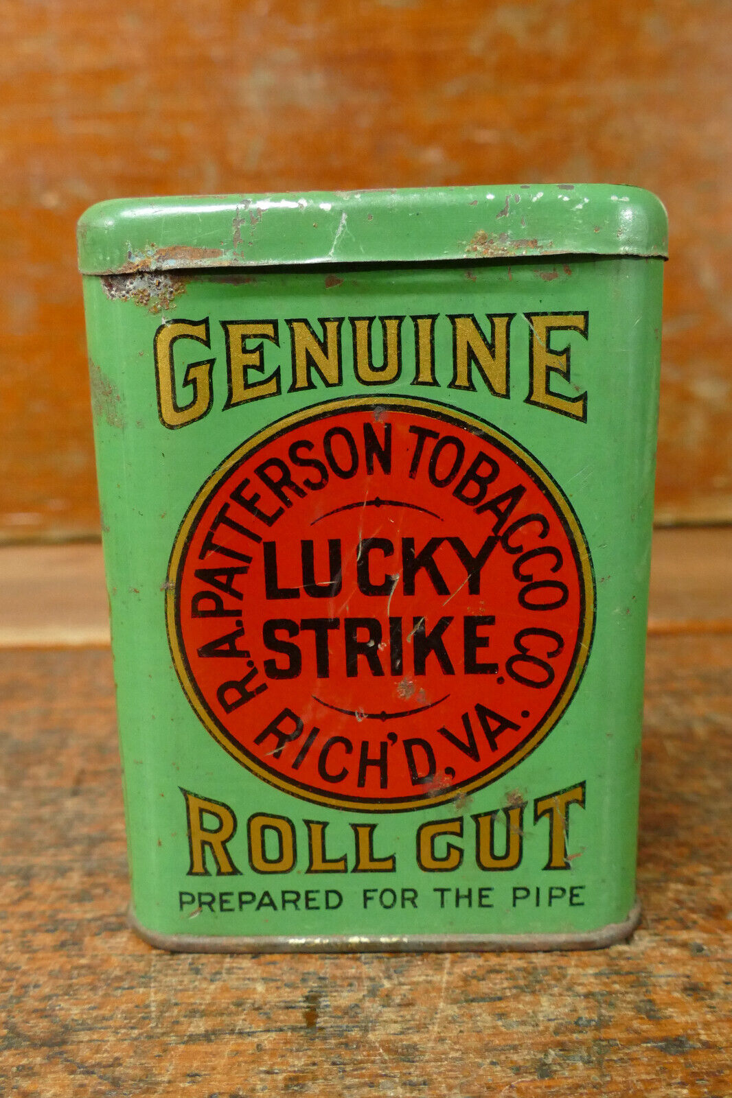 Vintage Lucky Strike R. A. Patterson Tobacco Co Roll Cut Tin Advertising EMPTY