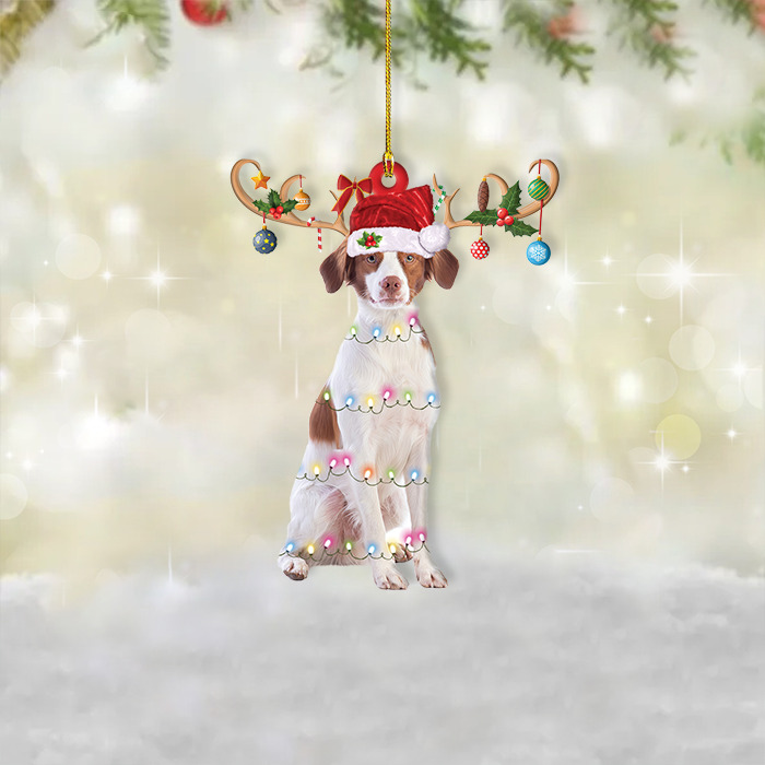 Brittany Spaniel Dog Christmas Ornament, Brittany Spaniel Dog Xmas Ornament