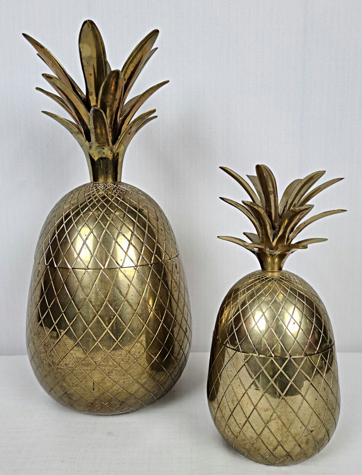 Vintage Pineapple Solid Brass Heavy Set of 2  (14.25\