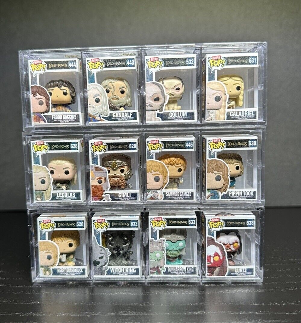 Funko Bitty Pop The Lord Of The Rings Common Set Of 12 with Stackable Cases LOTR