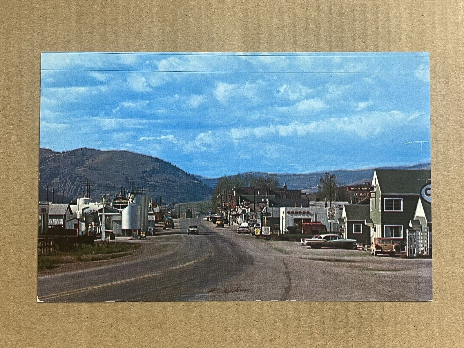 Postcard Drummond MT Montana Cafe Conoco Standard Gas Station Oil Sign Roadside
