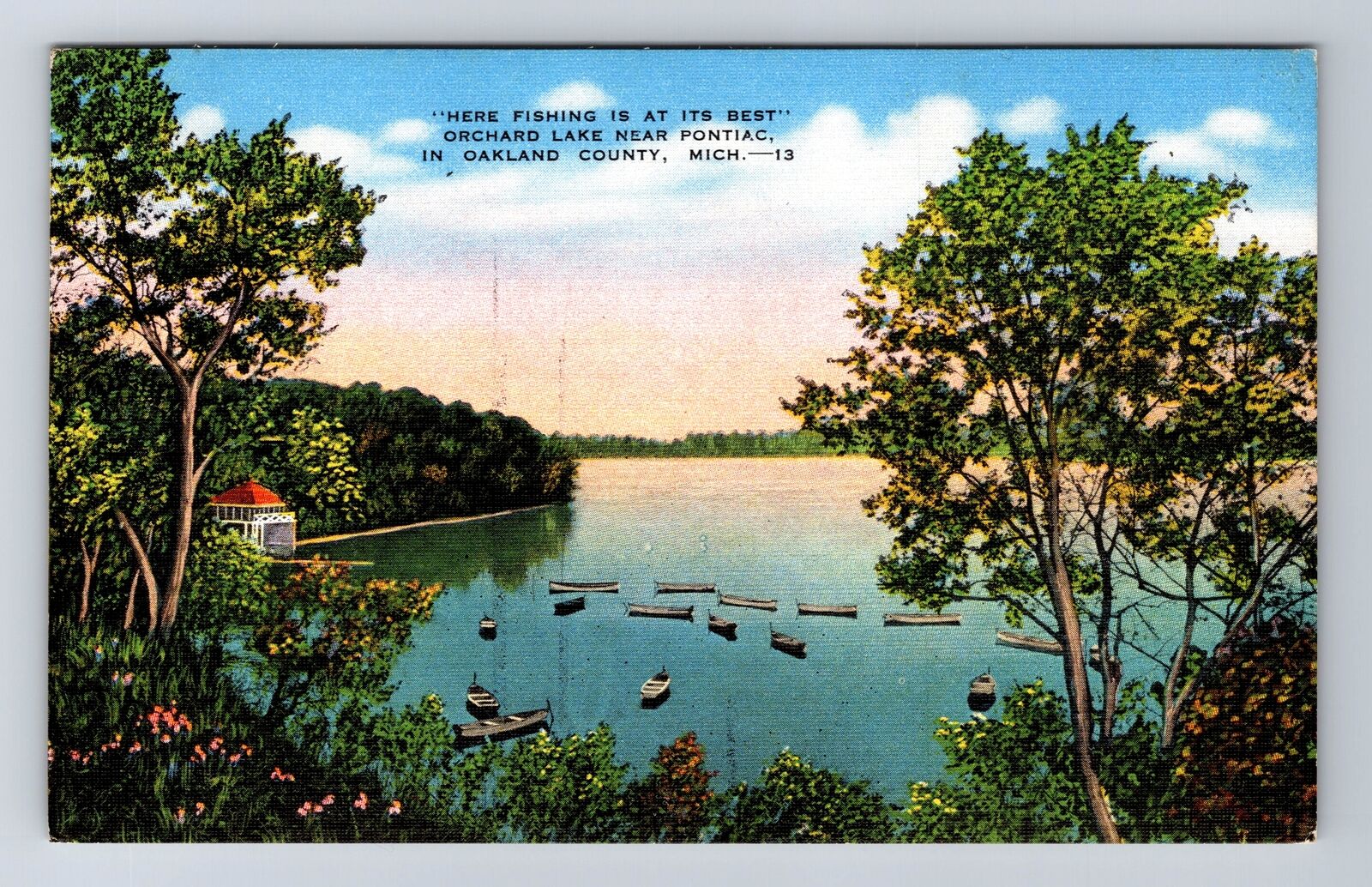 Oakland County MI-Michigan, Orchard Lake Near Pontiac, Antique Vintage Postcard