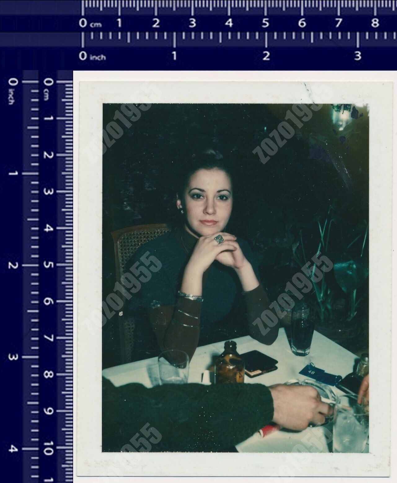 INSTANT PHOTOGRAPHY Woman Restaurant Hand Out of Frame Bad Crop vintage original