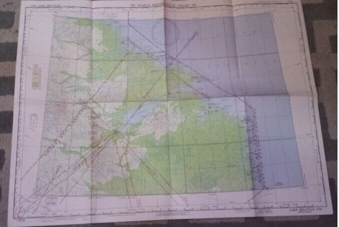 Vtg Lake Melville World Aeronautical Chart 1948 Canada (178) Map Decor 29x22