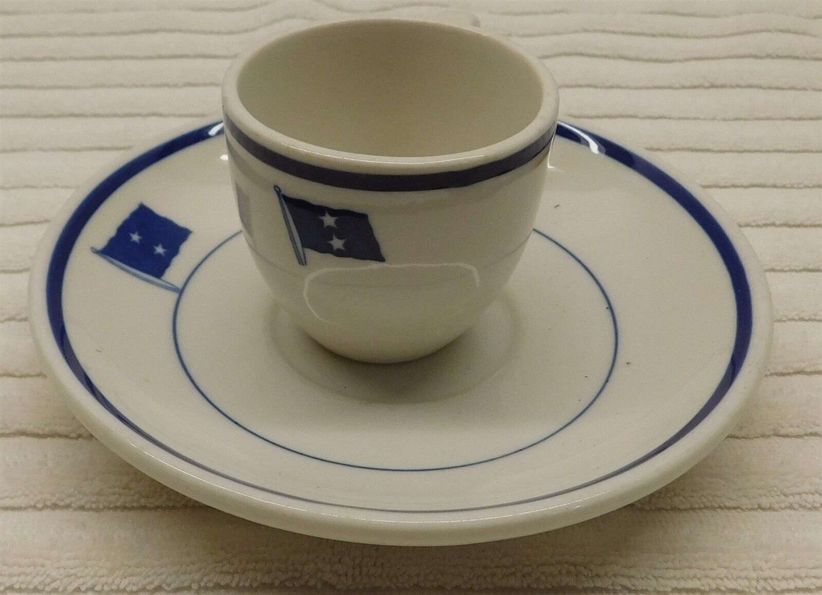 Vtg Rear Admiral\'s Mess United States Navy Demitasse Cup & Coffee Saucer 2 Stars