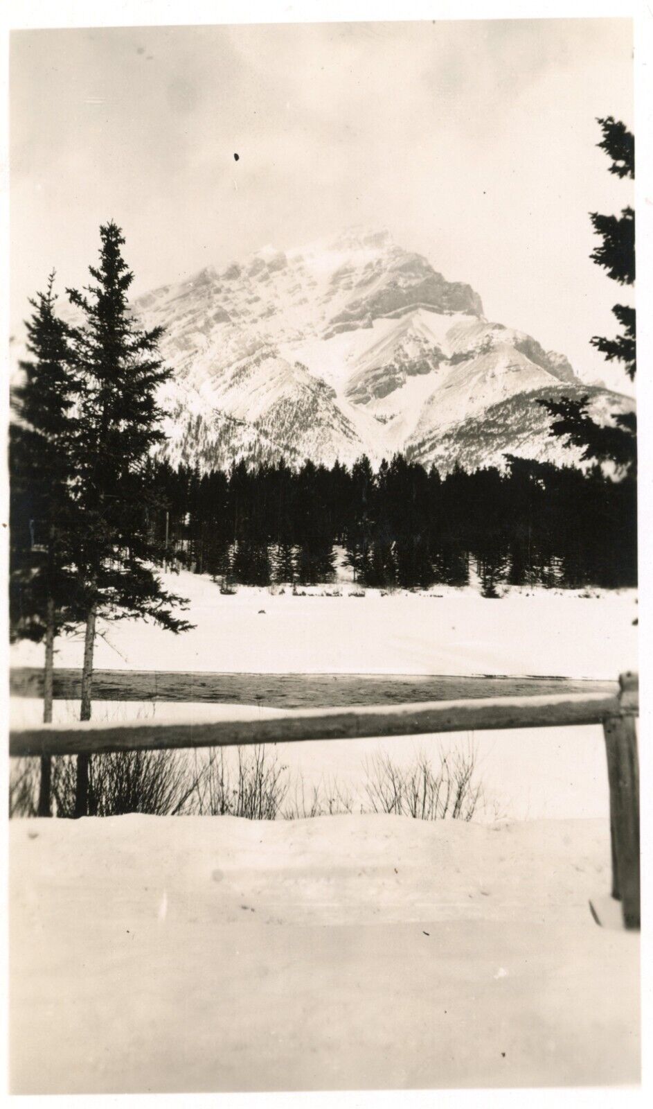 Antique Photo Snow Iron Mountain Banff Alberta Canada Landscape 1920s