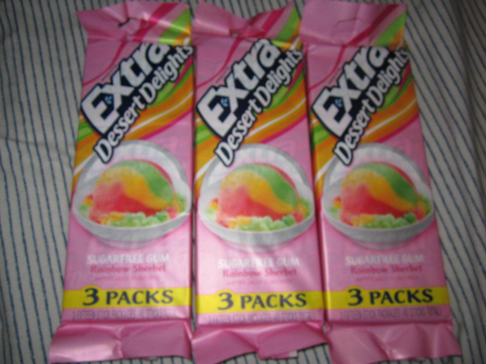 9 Sealed Collector Packs EXTRA Dessert Delights Rainbow Sherbet Gum Discontinued