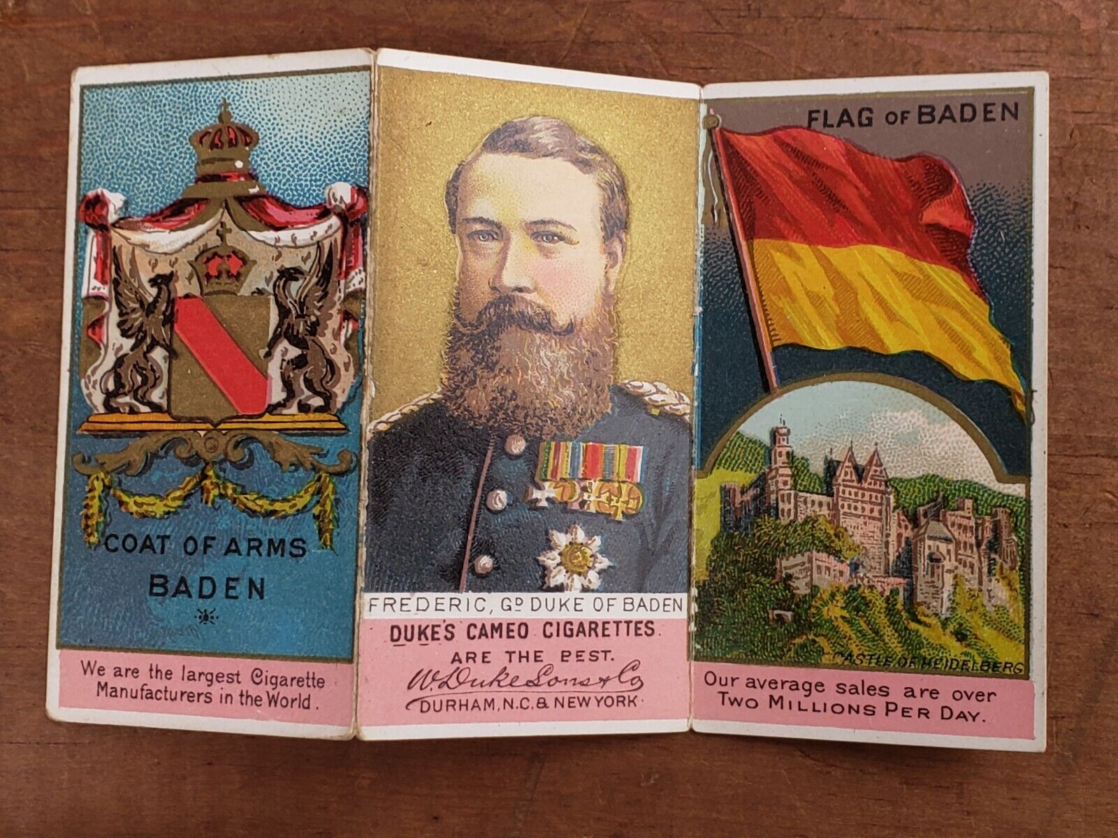 1888 N126 Duke Rulers & Flags Frederic Duke of Baden Tri Fold Tobacco Card
