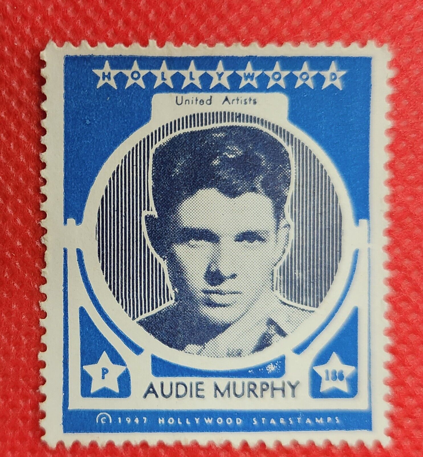 Audie Murphy 1947 Hollywood Screen Movie Film Stars Stamp Trading Card