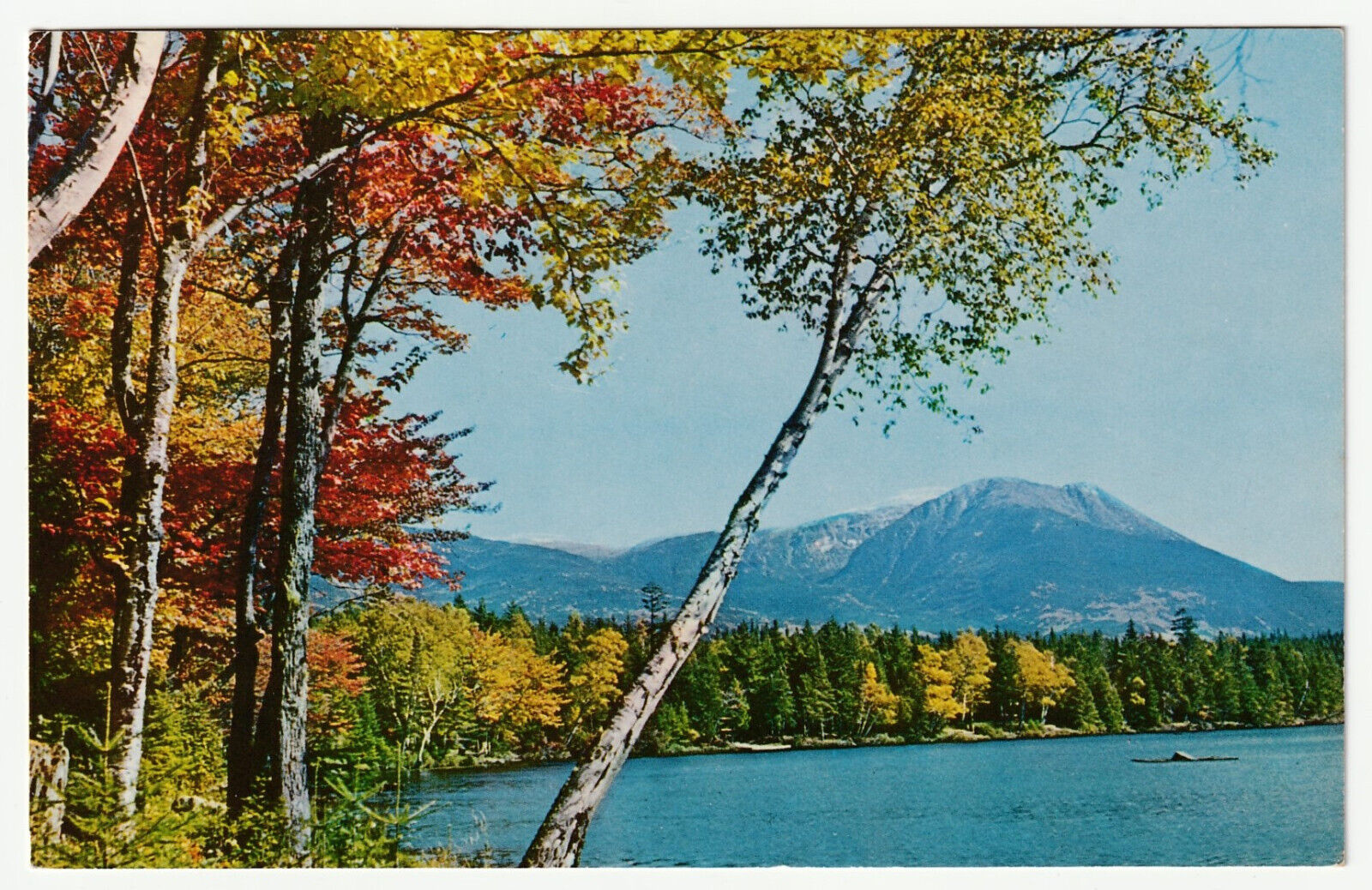 Mt Katahdin Maine From KIDNEY POND CAMPS Wilderness Vintage ME Postcard