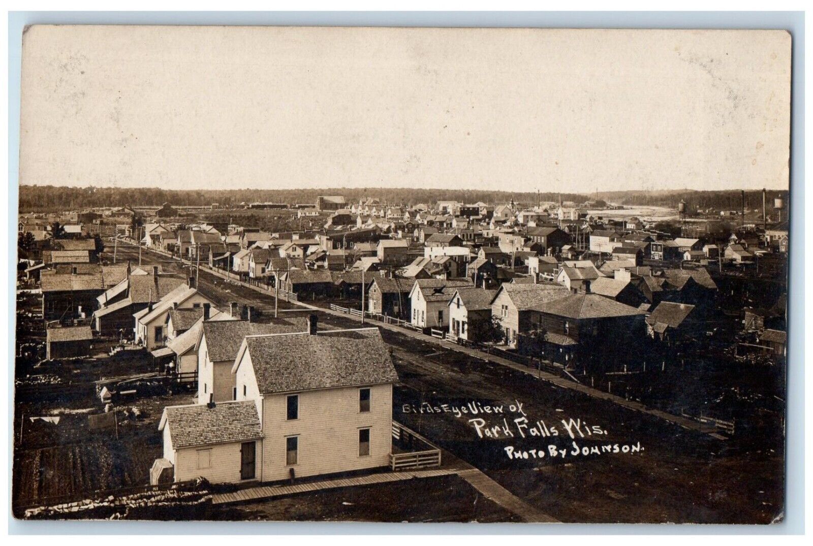 c1910's Bird's Eye View Of Park Falls Wisconsin WI RPPC Photo Antique Postcard