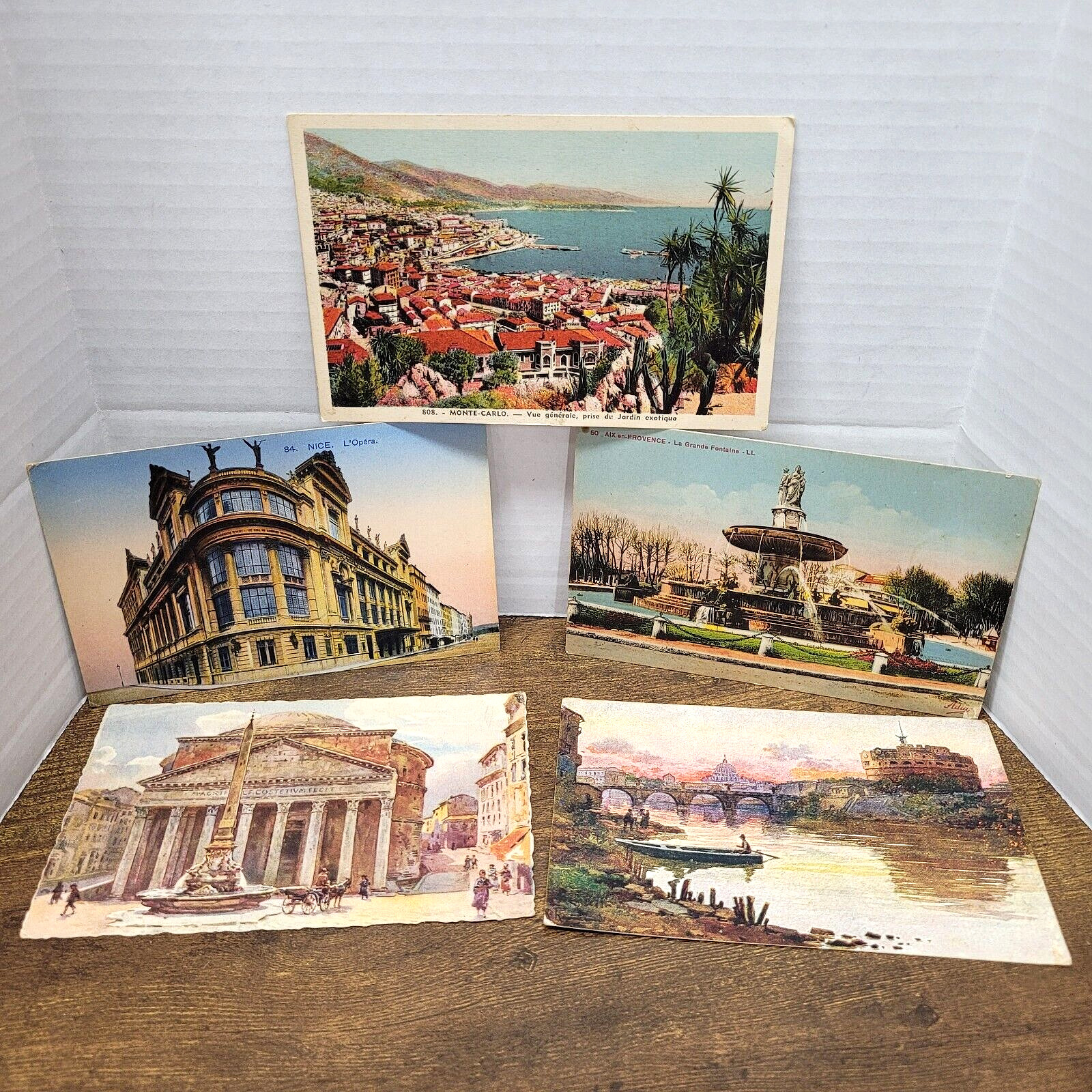 Lot of 5 Vintage Full-Color Postcards, France & Italy, Unmailed