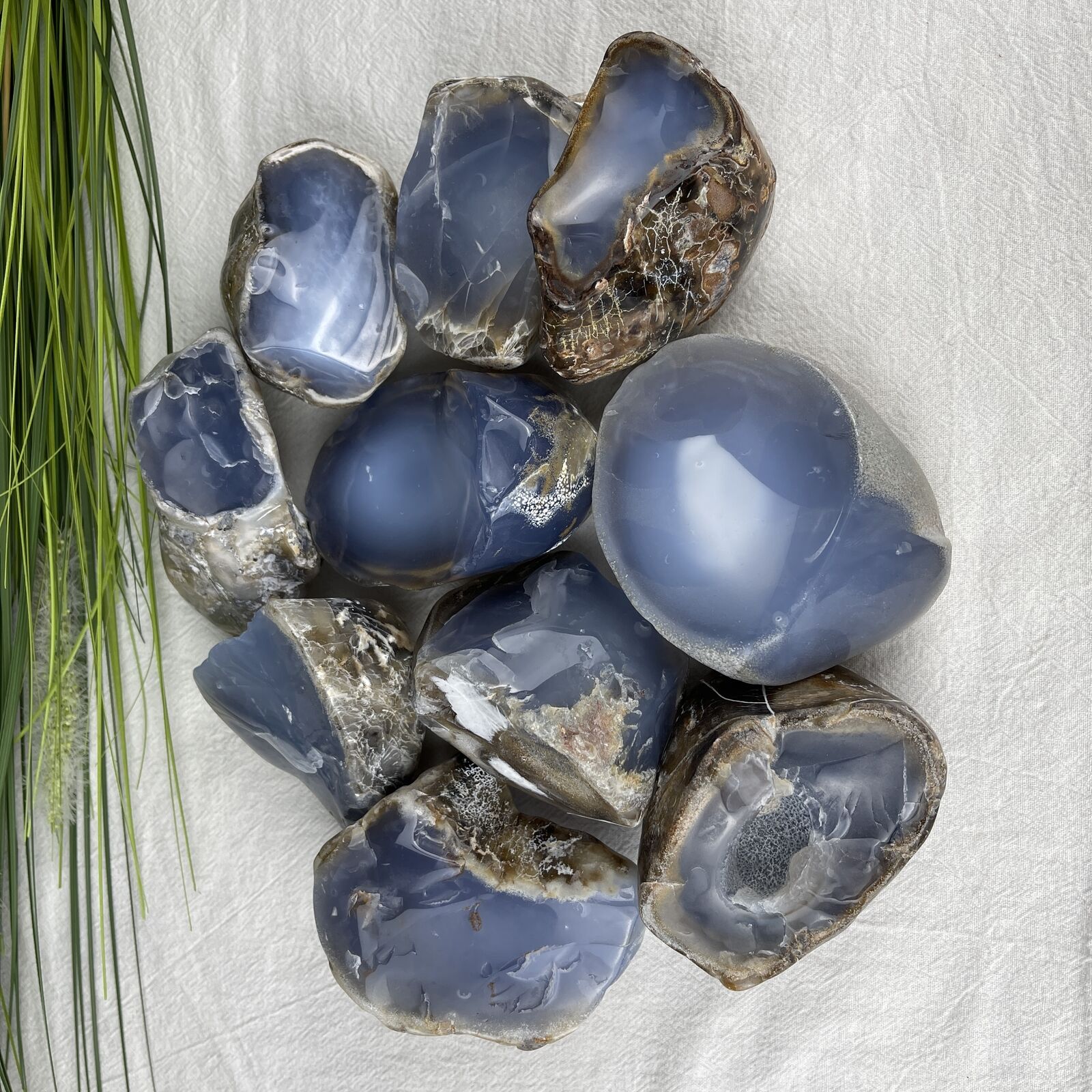6LB  Rough Polished Blue Chalcedony Stone Polished Raw Blue Agate Rock Minerals