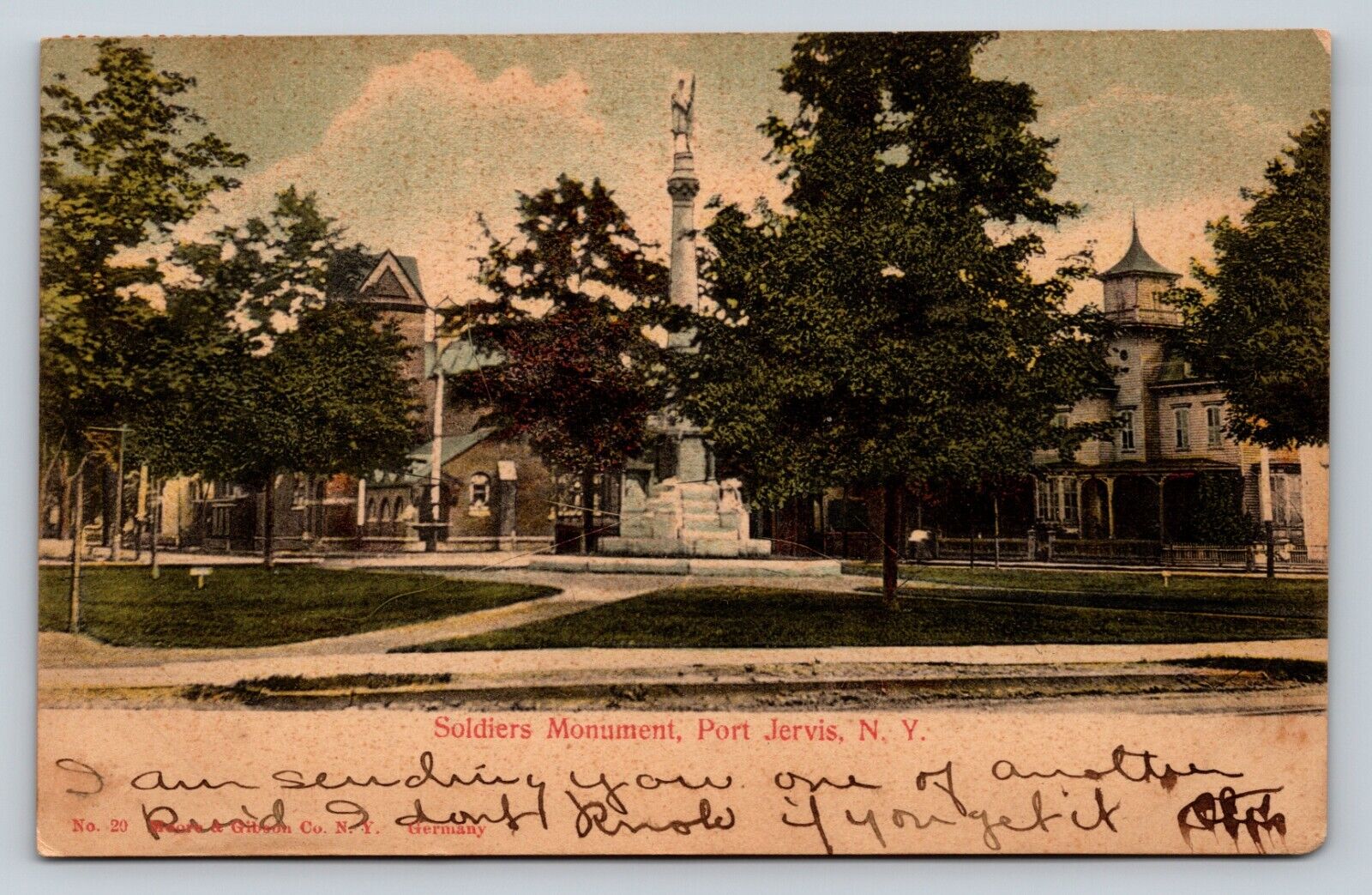 c1905 Soldiers Monument Port Jervis NY ANTIQUE Postcard
