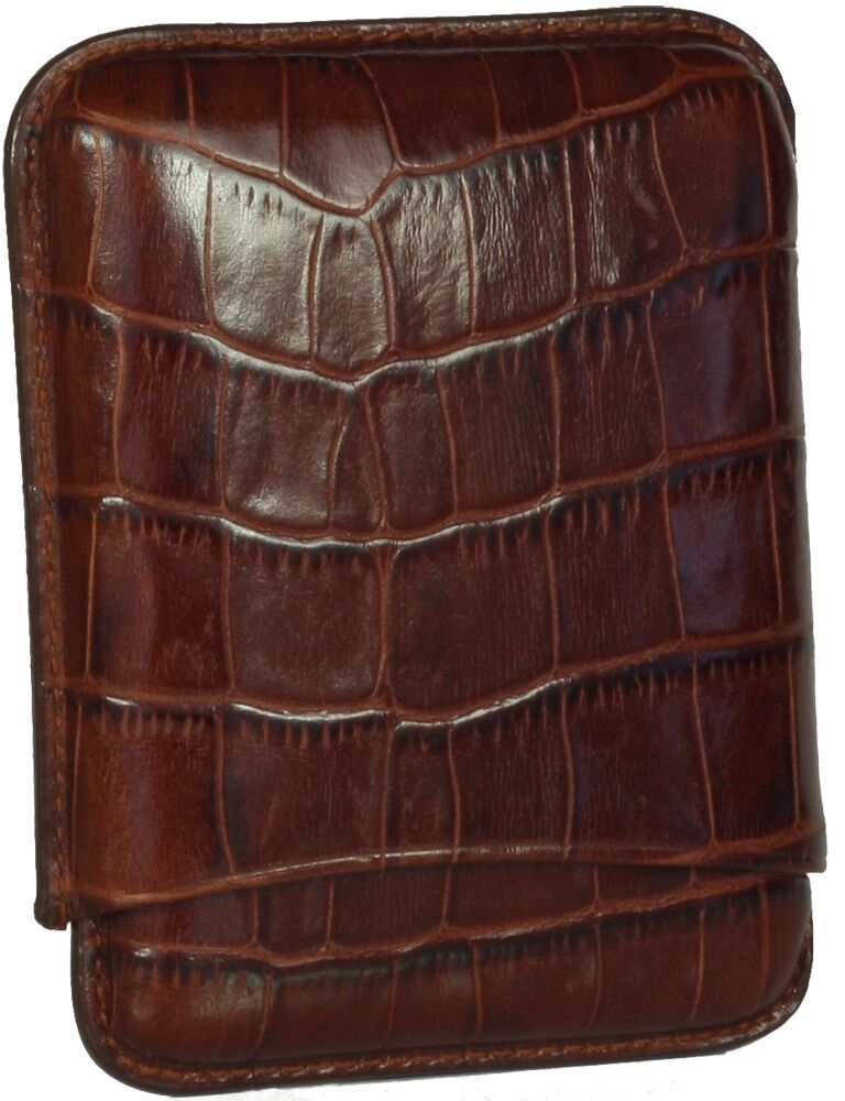 MARTIN WESS BROWN CROCO COWHIDE/ GOATSKIN LEATHER CIGARILLO CASE ** NEW **