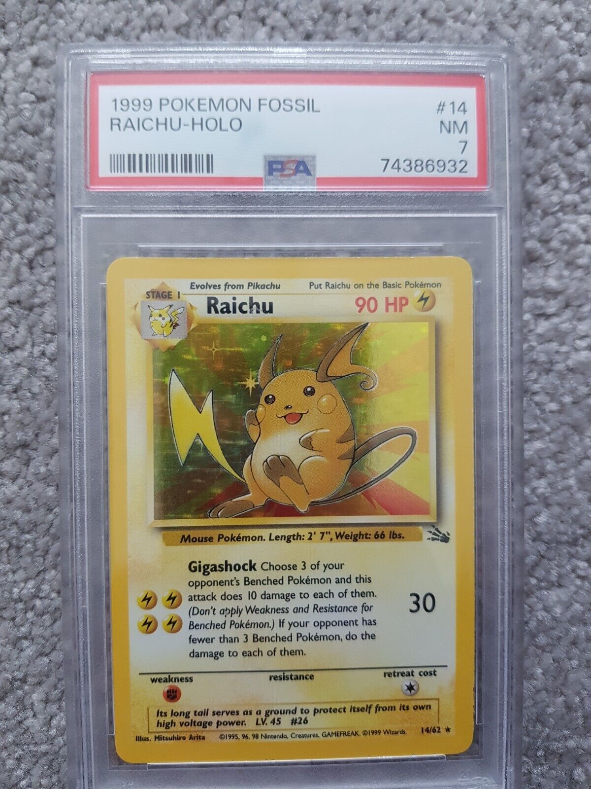 Pokemon Card - Riachu Holo Rare - PSA 7