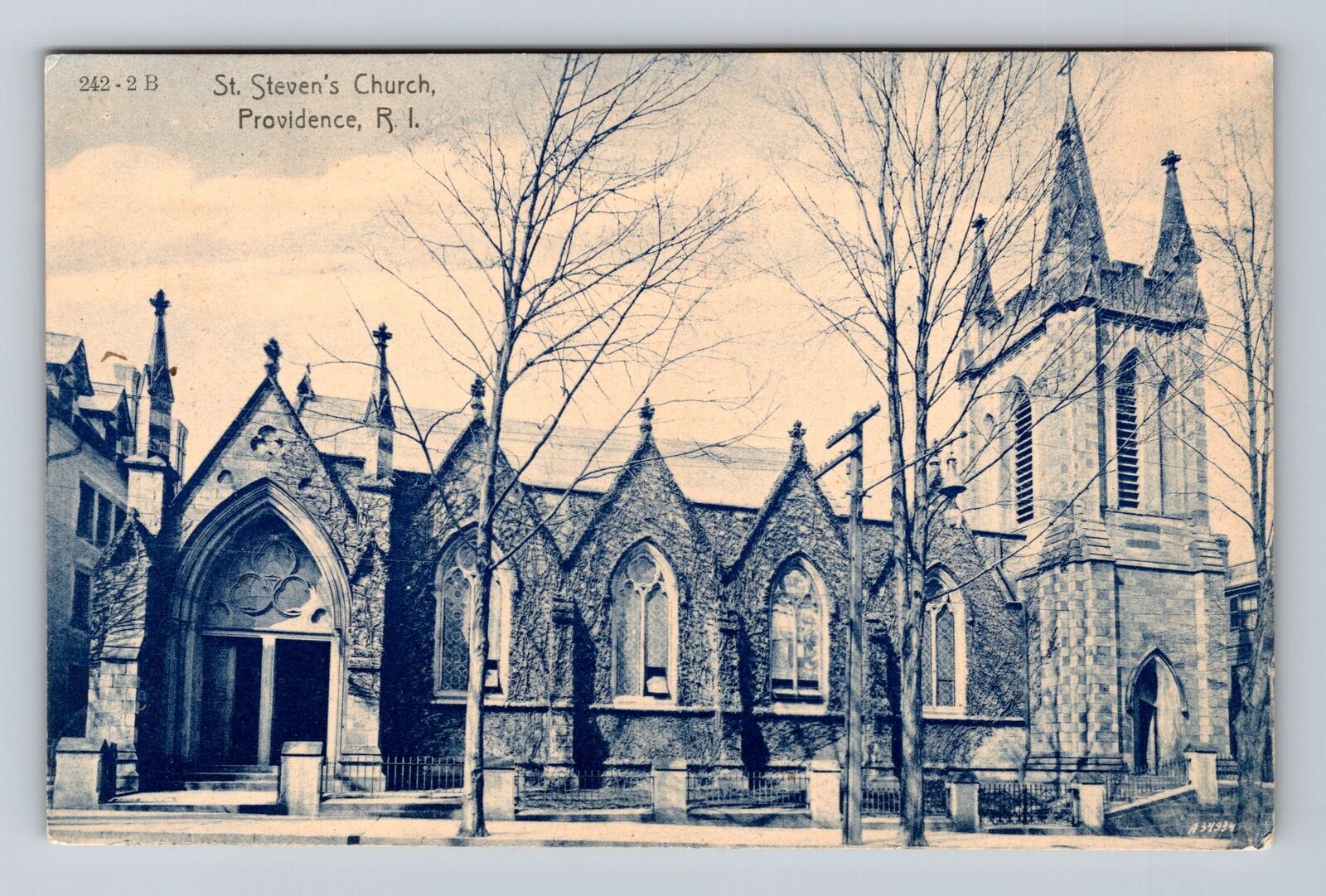 Providence RI-Rhode Island, Scenic St Steven's Church, Antique Vintage Postcard