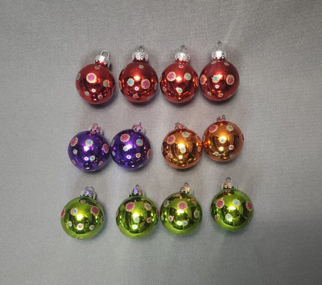 Unique Treasures 12 Mini Polka Dot Mercury Glass Ball Christmas Ornaments 1.25\