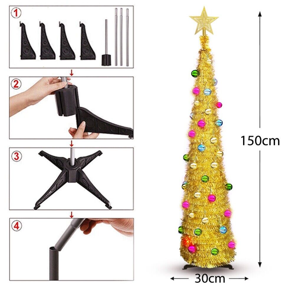 Christmas Tree 50 LED Lighted Artificial Xmas Tree Five-pointed Star Decorations