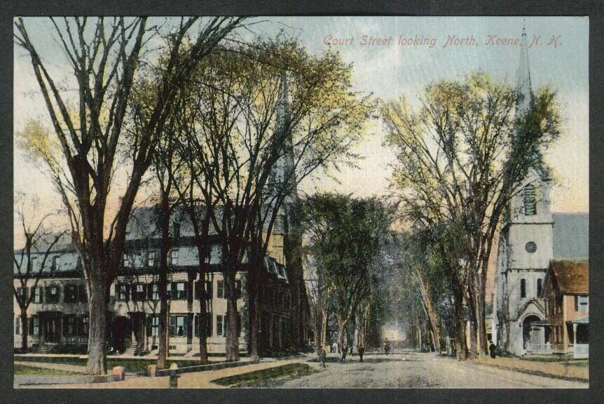 Court Street looking North Keene NH postcard 1910s