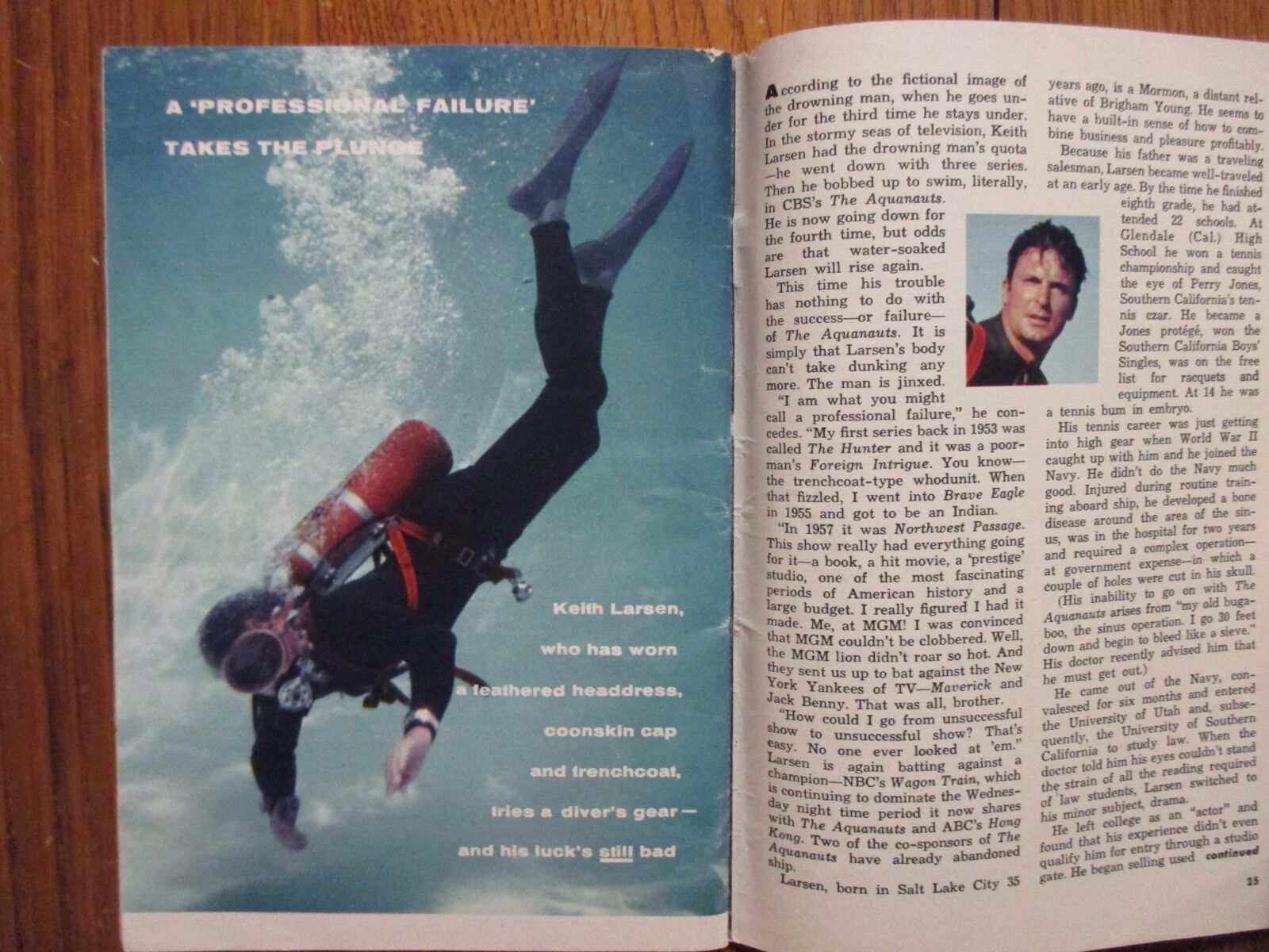 Dec-1960 TV Guide(KEITH  LARSEN/DOROTHY  PROVINE/THE AQUANAUTS/THE GARLUND TOUCH