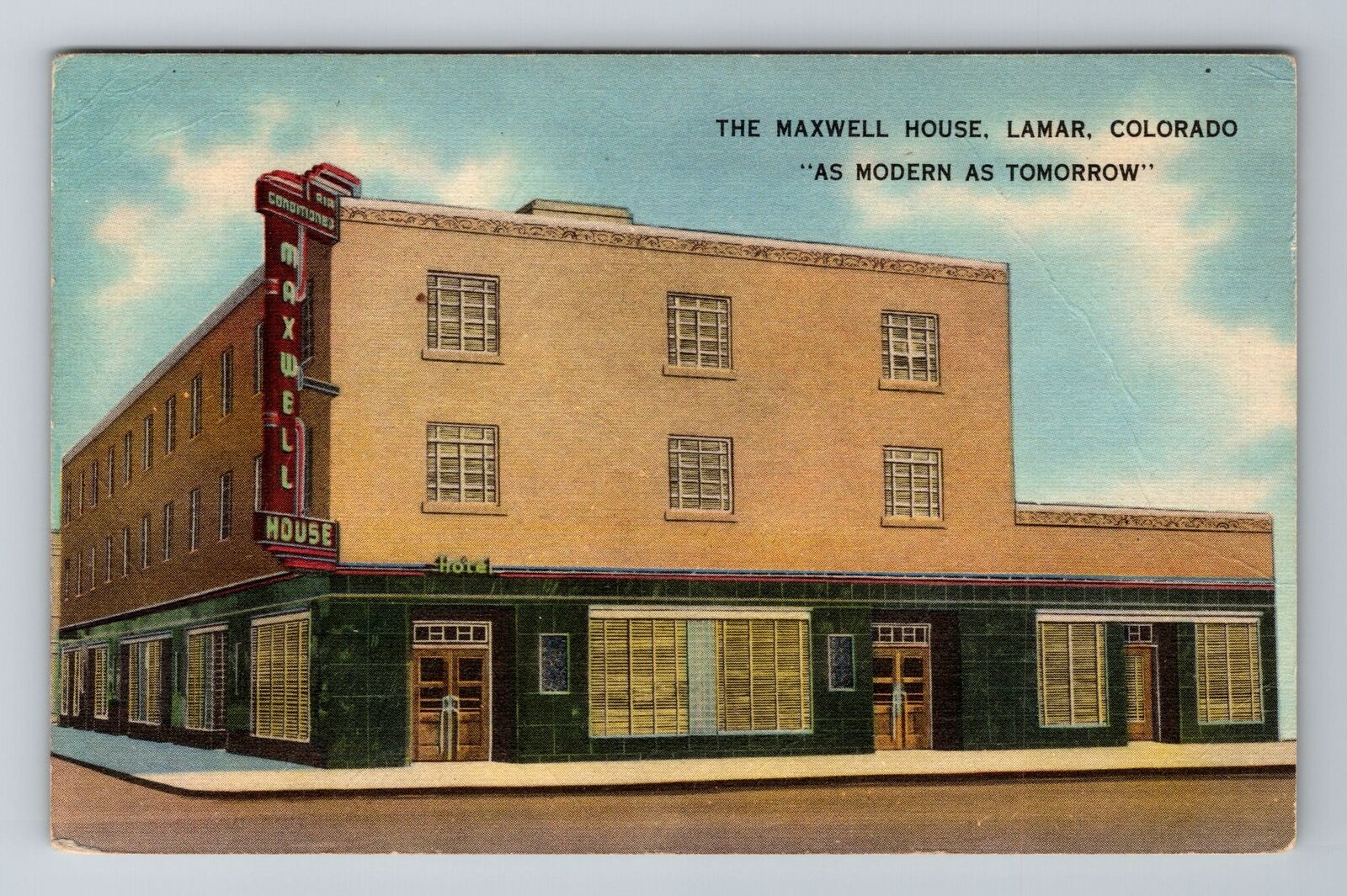 Lamar CO-Colorado, The Maxwell House, Antique, Vintage Souvenir Postcard