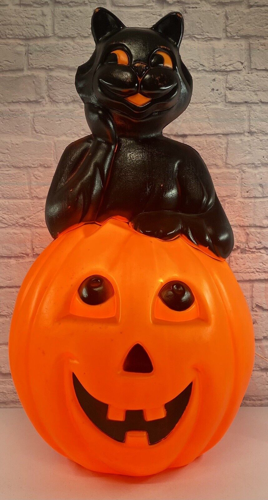 Vintage 1993 Carolina Enterprise 34” Pumpkin With Black Cat Halloween Must See