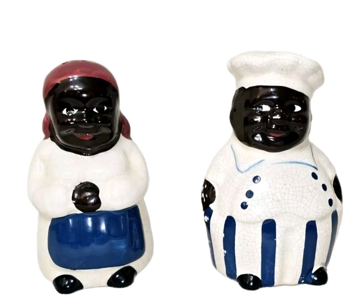 *Rare Vintage Salt and Pepper Shakers Ceramic Chef Hand Painted