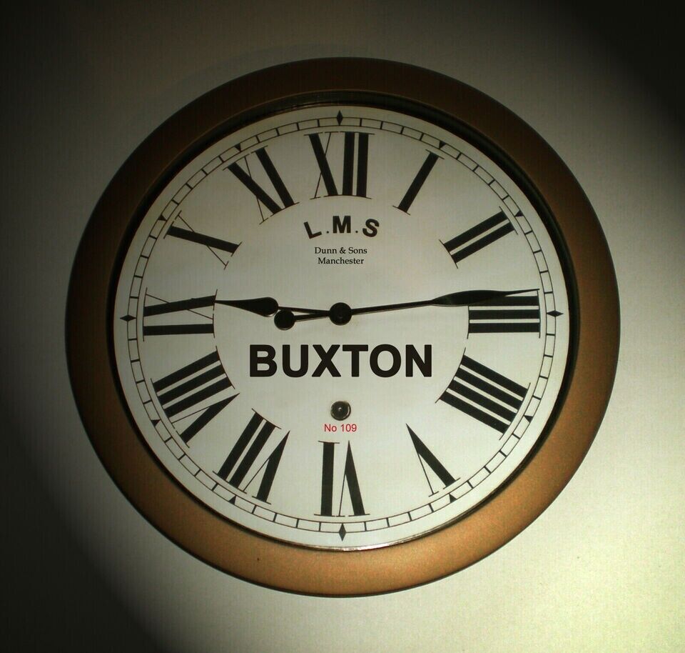 LMS Railway Vintage Style Waiting Room Clock, Buxton Station, Customized Clock