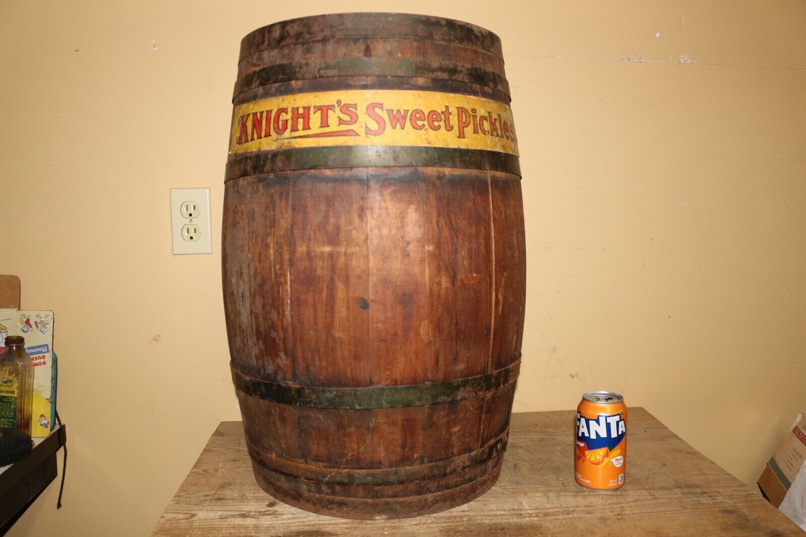Large Vintage Early 1900\'s Knight\'s Sweet Pickles Wood Barre; Store Display Sign