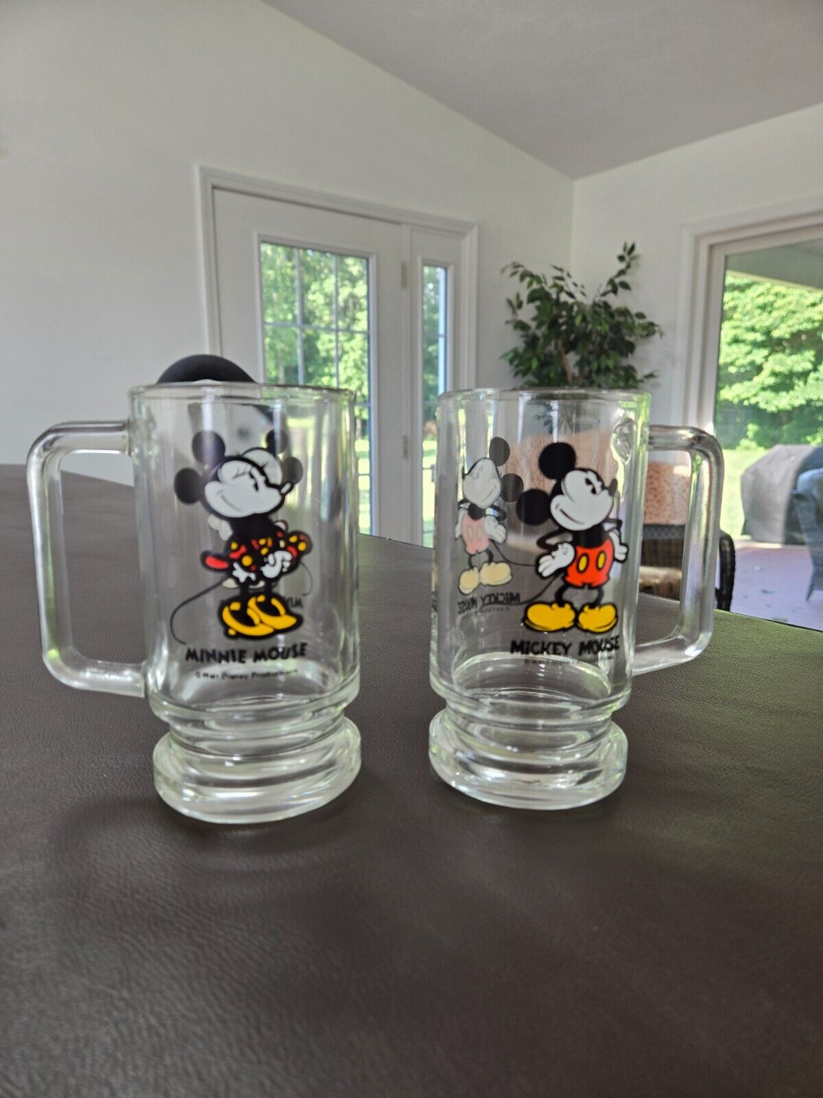 Walt Disney Minnie and Mickey Glass Mugs Vintage