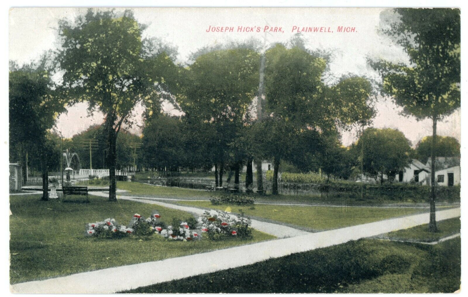 Postcard - Plainwell, Michigan, Joseph Hick\'s Park - C. 1910