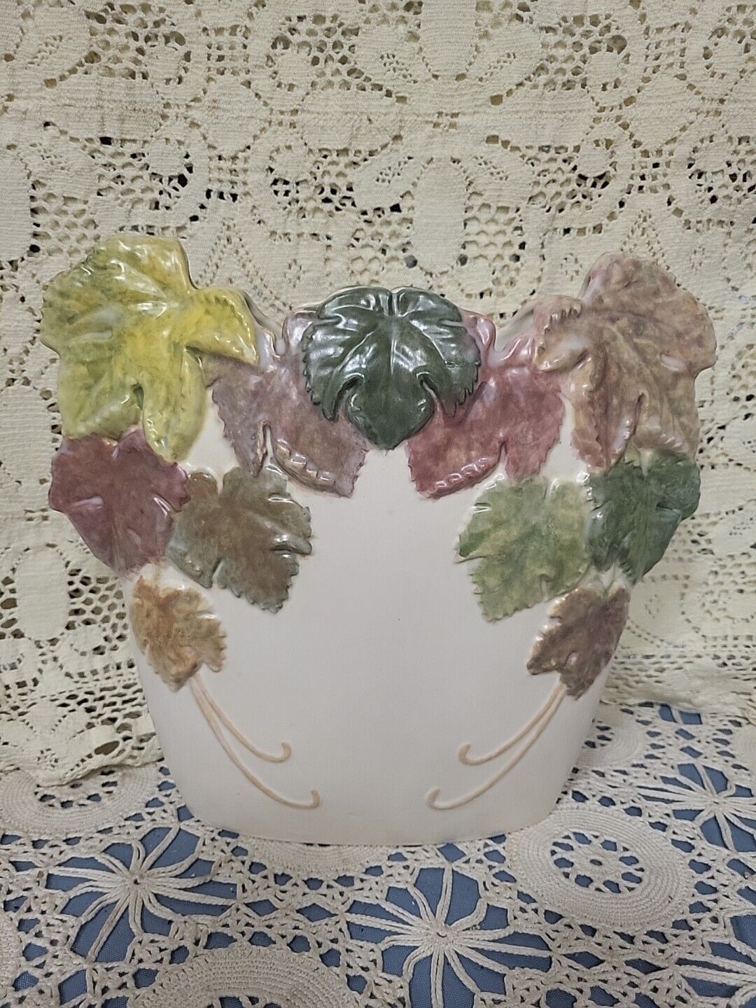 Artison Pottery Grape Leaf Motif Vase A BEAUTY