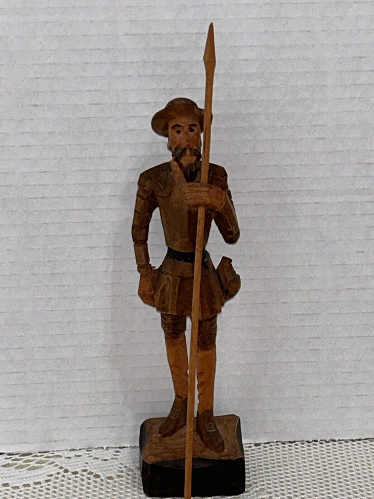 Wooden Hand Carved Don Quixote Figurine with Spear Spain