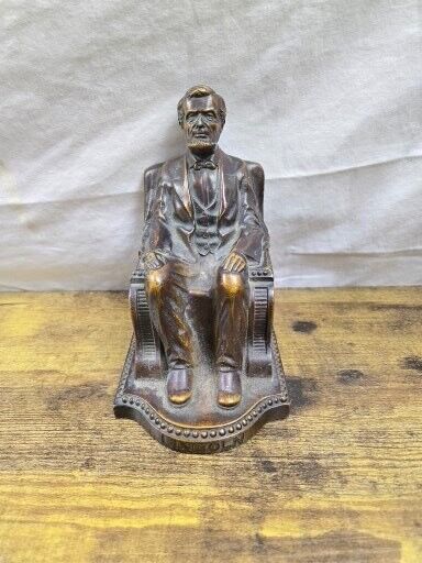 Antique Caste Metal Bronze Plated  Abraham Lincoln Bookend BR Inc. 1926 (1924) 