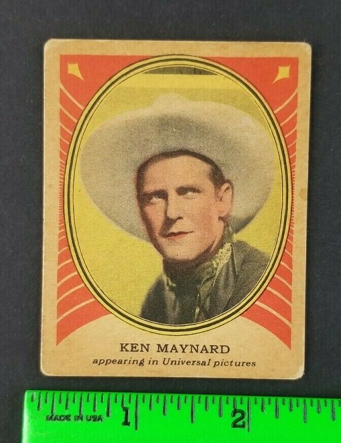 Centered 1938 Ken Maynard Hollywood Movie Stars R68 Shelby Gum Card #6