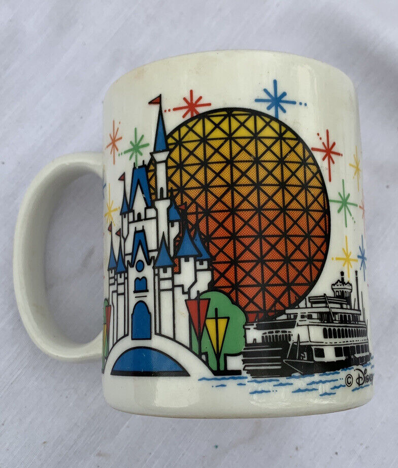 Vintage Mickey Mouse Mug Disney World ~ Castle Epcot Ship Orlando