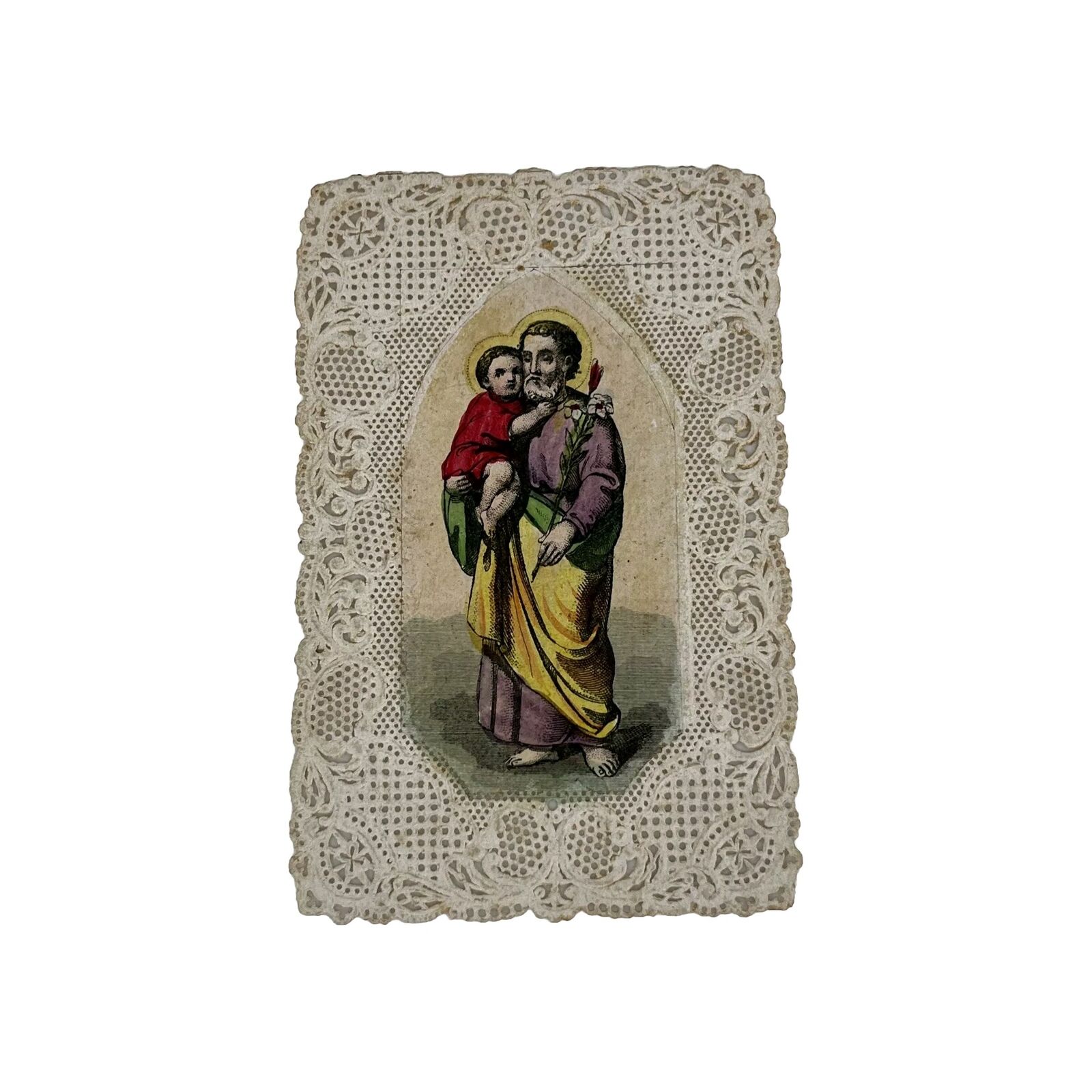 St. Joseph Lace Card In Color -Vintage 4\
