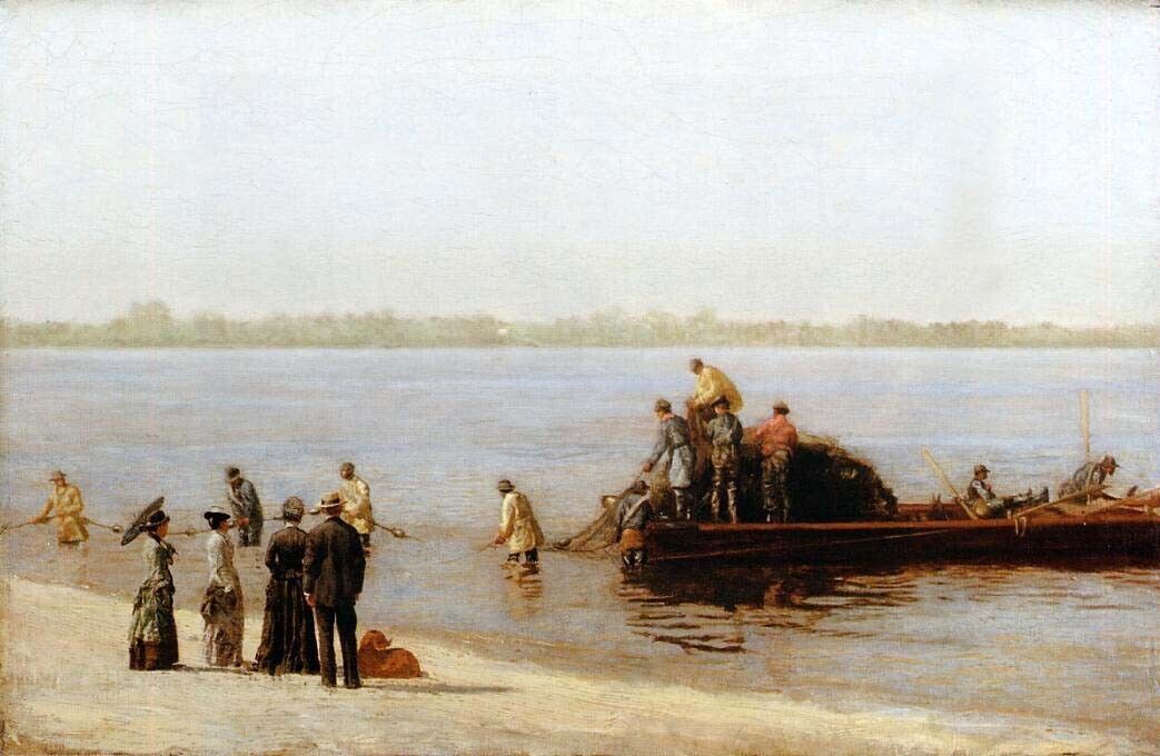 Dream-art Oil painting Shad-Fishing-at-Glouceser-on-the-Delaware-River-1881-Thom