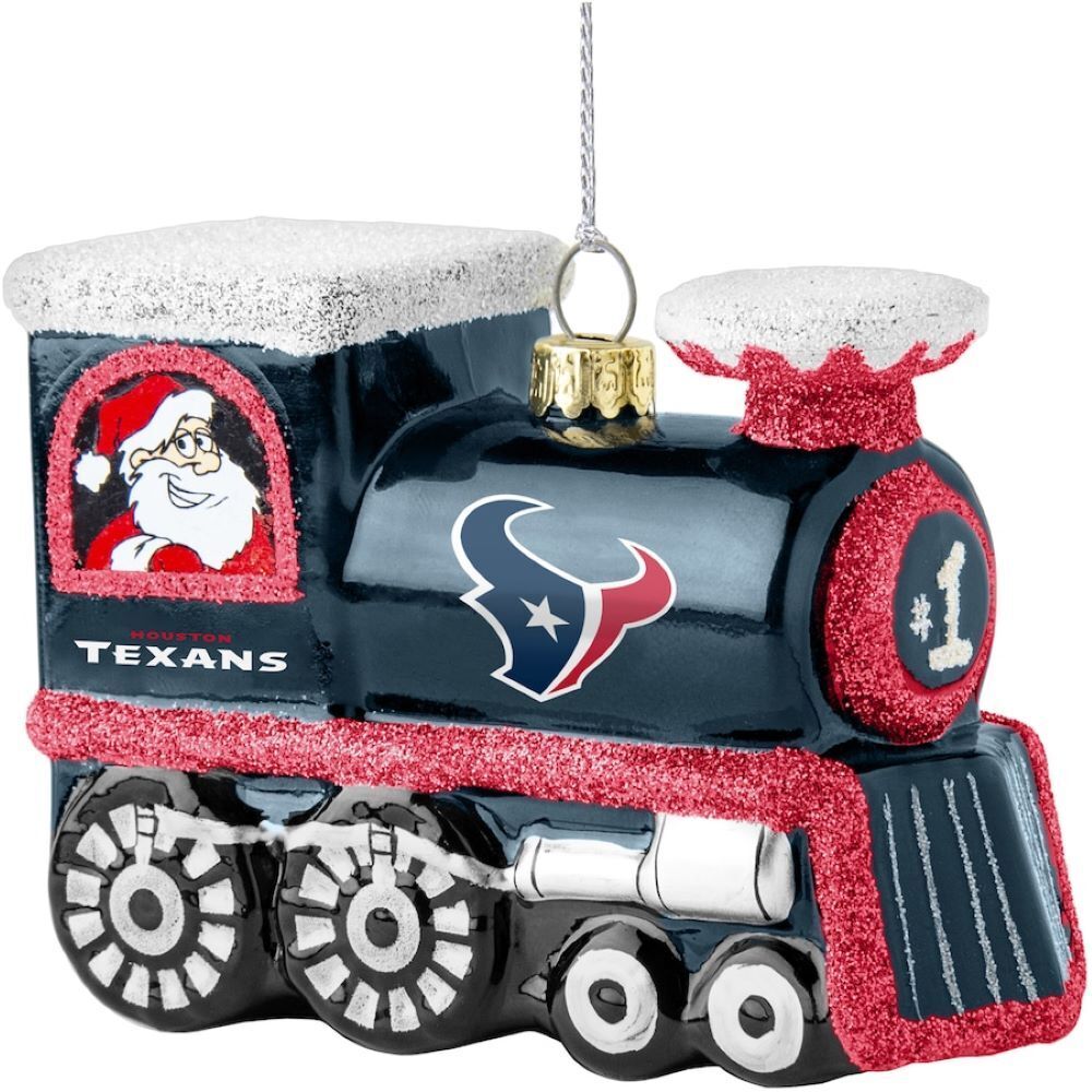 Topperscot NFL Houston Texans Blown Glass Santa & Rudolph Train Ornament