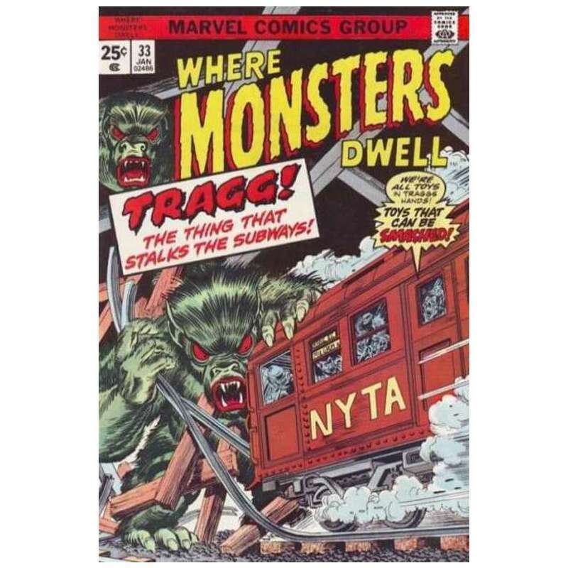 Where Monsters Dwell (1970 series) #33 in F minus condition. Marvel comics [h}